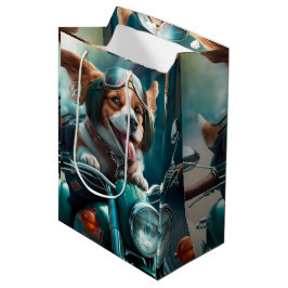 Coola hund som kör en motorcykelpresentväska