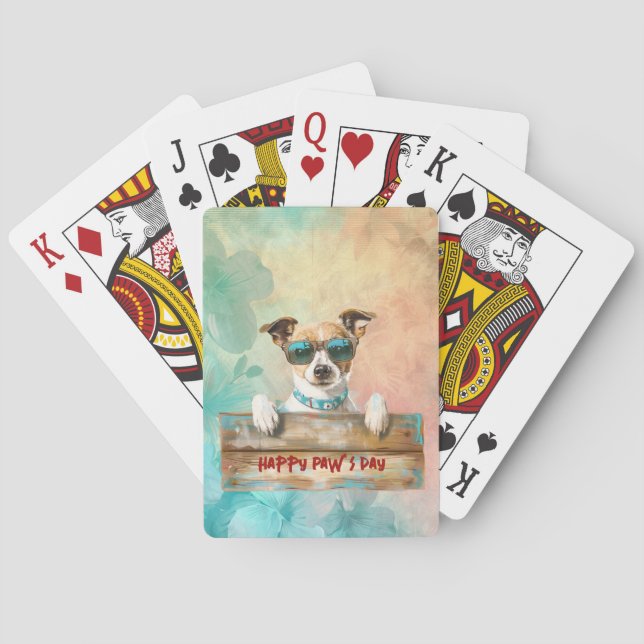Coola Hund Sunglass Lycklig Tass Europadagen Casinokort (Baksidan)