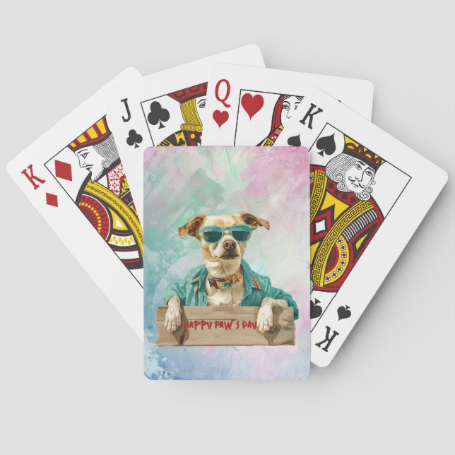 Coola Hund Sunglass Lycklig Tass Europadagen Casinokort (Baksidan)