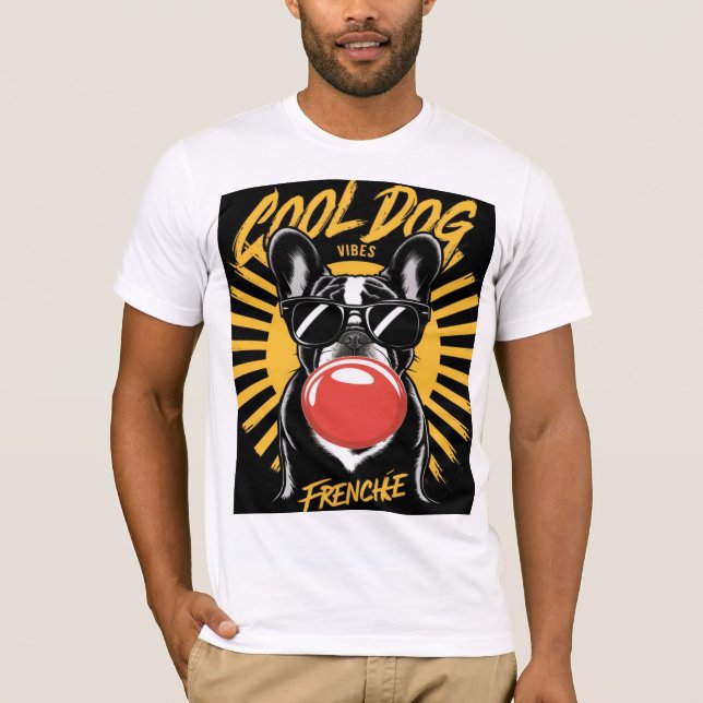 Coola Hund Vibes - Frenchie Stil T Shirt (Framsida)