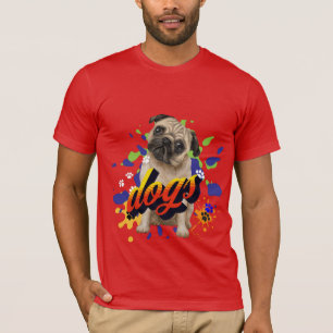 Coola hundar konsmålning för honom sommarröd t shirt