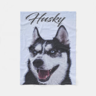 Coola Husky Hund Black White Älskare Fleecefilt