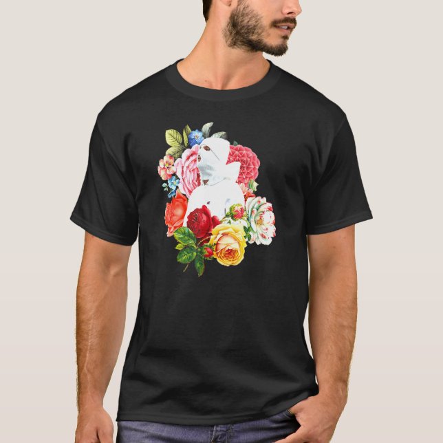 Coola i Balaclava med blommor T Shirt (Framsida)