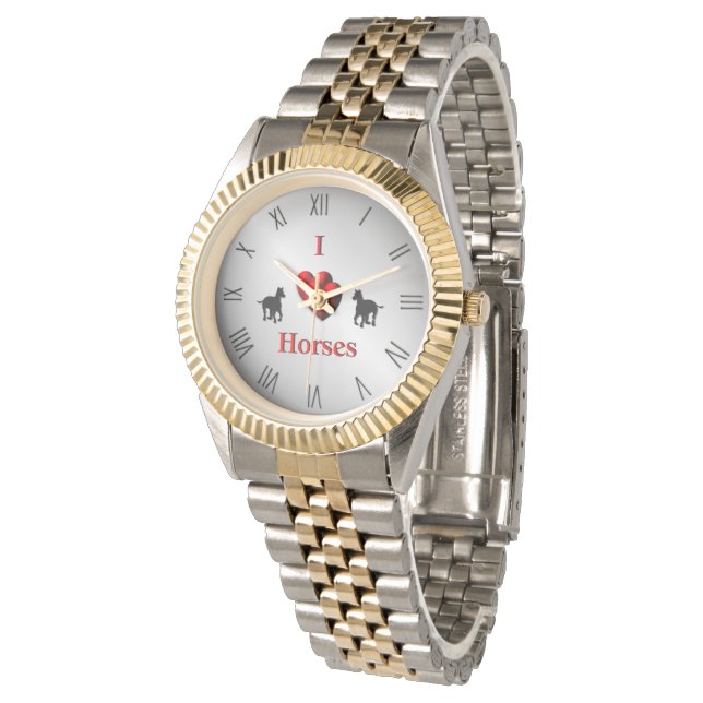 Coola I Heart Horses design med siffror Armbandsur (Vinklad)