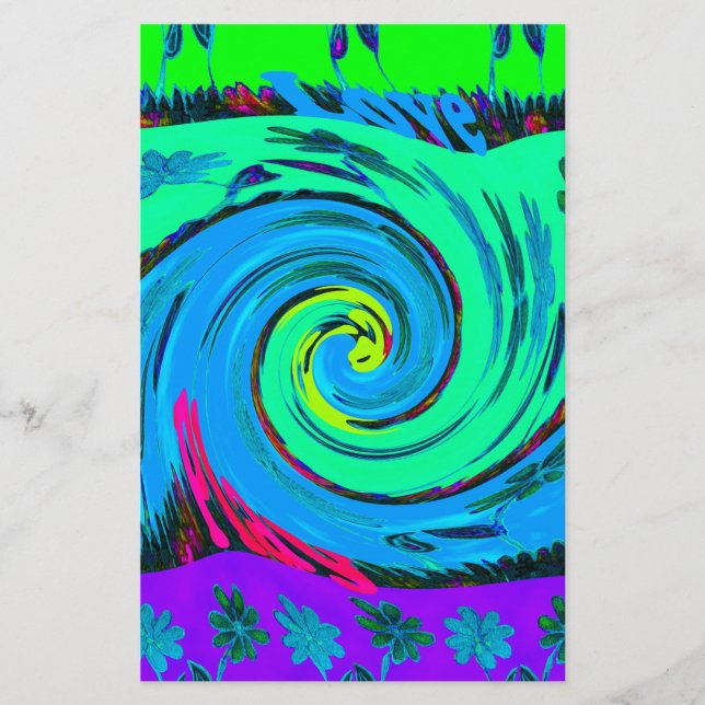 Coola I Kärlek Hawaii: Blommigt Pop Art mönster De Brevpapper (Framsida)