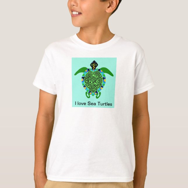 Coola I kärlek Sea TURTLES - grafik på havsdjur T Shirt (Framsida)