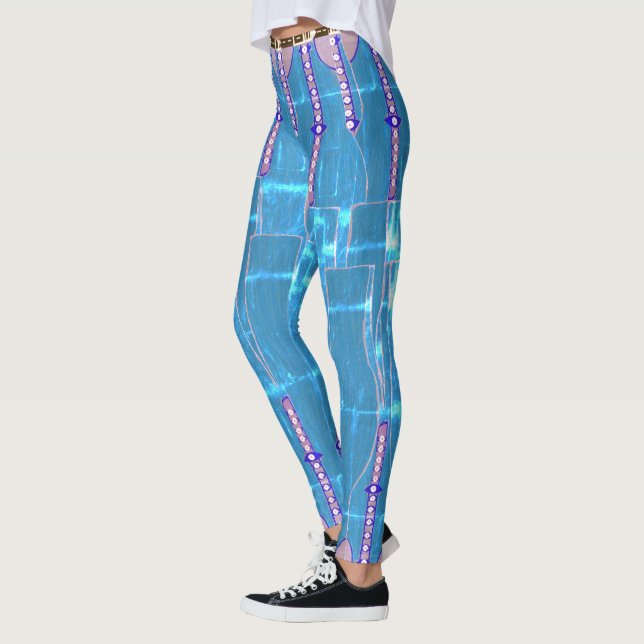 Coola Ice Blue Faux Blue Denim Leggings (Vänster)