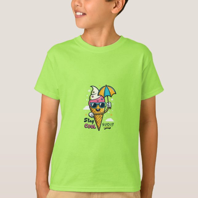 Coola Ice Cream Cone-tecken T Shirt (Framsida)