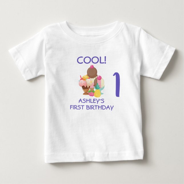 Coola Ice Cream första födelsedag T Shirt (Framsida)