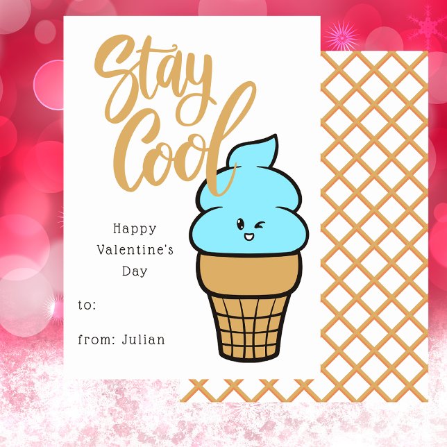 Coola Ice Cream Kids Classroom Valentines Card (Skapare uppladdad)