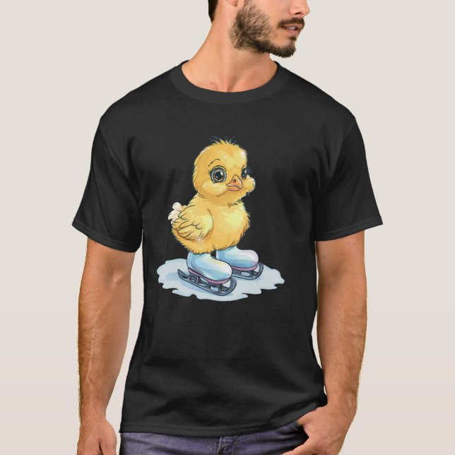 Coola Ice-skridskor med lustig Chick T Shirt (Framsida)