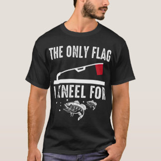 Coola Ices Fishing Apparat den enda Flagga I Kneel T Shirt