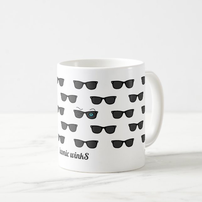 Coola, ikoniska winkS Black Sunglasses Mönster Kaffemugg (Framsida höger)