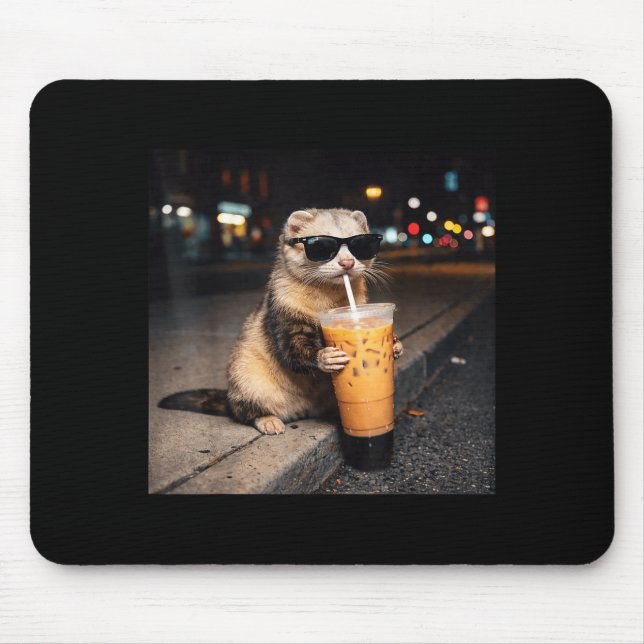 Coola Illern Dricker Iced Milk Kafferesor Män Musmatta (Framsidan)