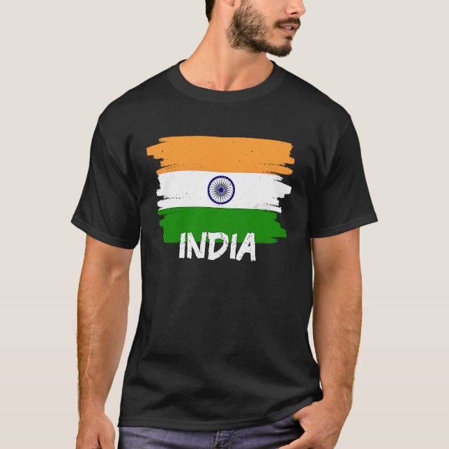 Coola Indien-Flagga T Shirt (Framsida)