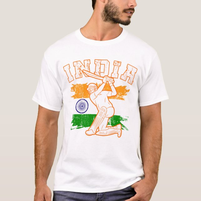 Coola Indiska Cricket Älskare ger indiska cricket T Shirt (Framsida)