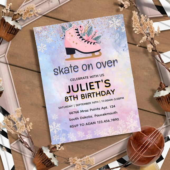 coola isskridskor party 8:e födelsedag inbjudningar (Skapare uppladdad)