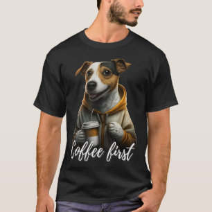 Coola Jack Russel Terrier med kaffe och sätning T Shirt
