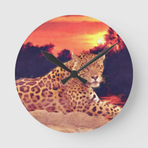 Coola Jaguar vid Tikal Big Cat Wildlife Wall Clock Rund Klocka