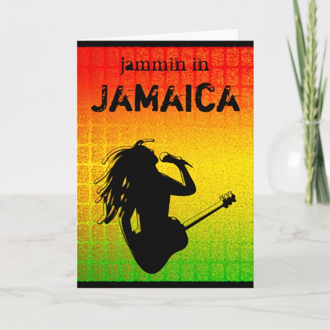 Coola Jammin i Jamaica Reggae Rastaman Rastafari Kort (Framsida)