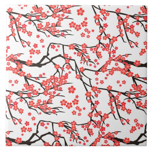 coola Japan blommönster keramiskt plattor Kakelplatta (Framsidan)