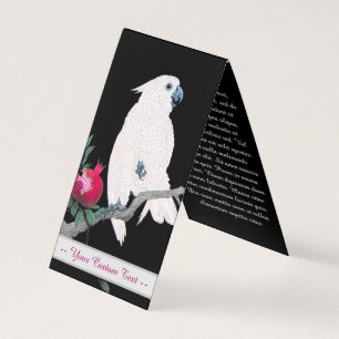 Coola japanansk vit cockatoo parrot tropisk fågel visitkort