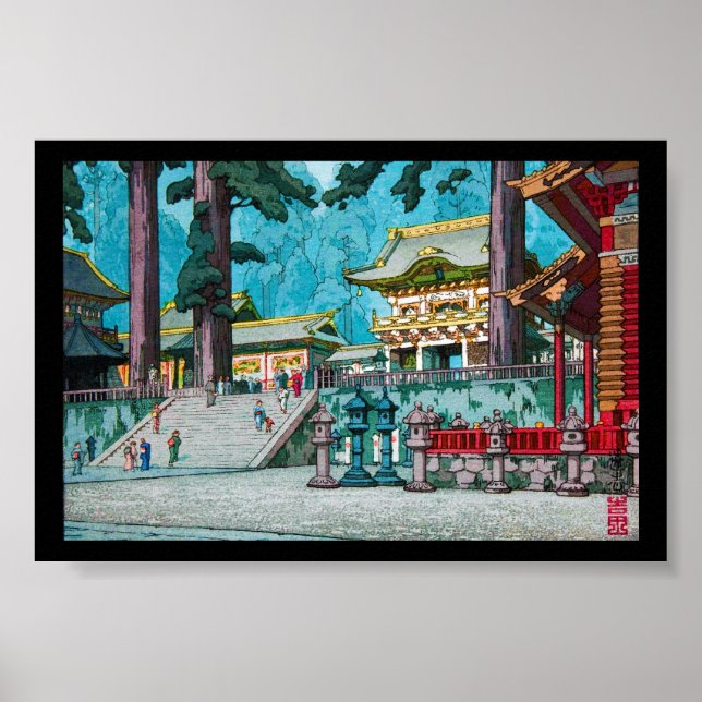 Coola japanese kawase hasui temple-skog poster (Framsidan)