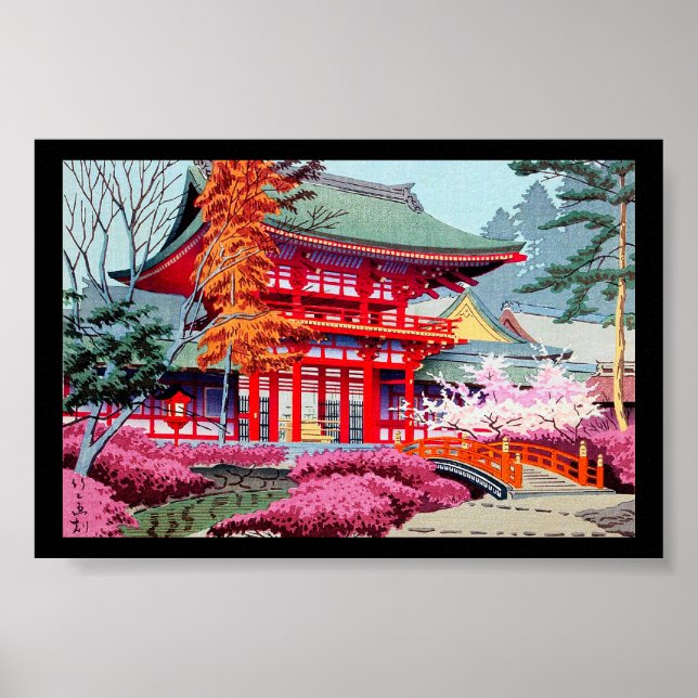 Coola japanese Red Temple Vår Asano Takeji Poster (Framsidan)