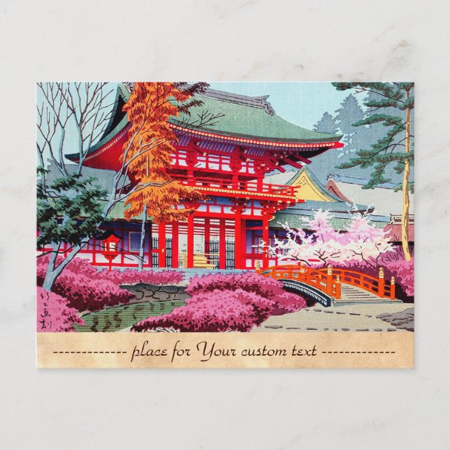 Coola japanese Red Temple Vår Asano Takeji Vykort (Framsida)
