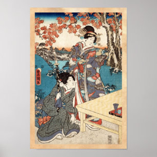 Coola japanese vintage ukiyo-e geisha old rulla poster