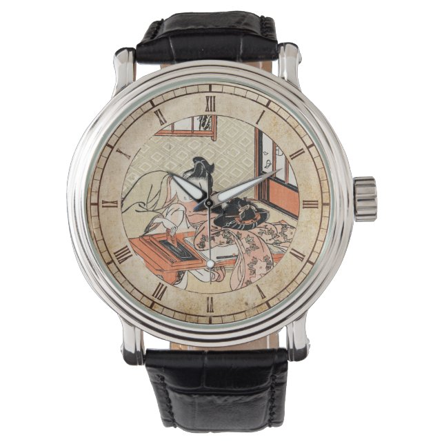 Coola japanese vintage ukiyo-e geisha rulla art armbandsur (Framsida)