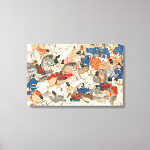 Coola japanese vintage ukiyo-e horse riders cavalr canvastryck