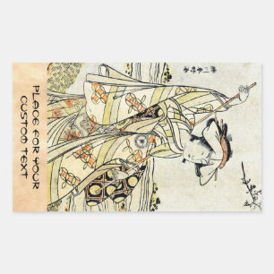 Coola japanese vintage ukiyo-e rulla geisha rektangulärt klistermärke