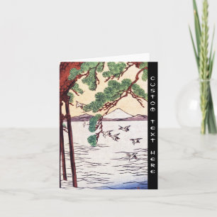 Coola japanese vintage ukiyo-e sea träd kort