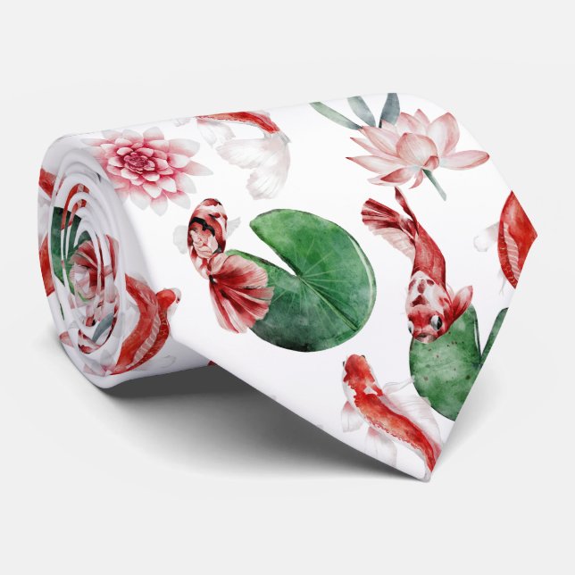 coola Japansk fisk i rutten mönster Slips (Rullad)