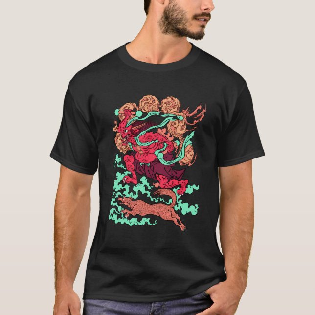 Coola Japansk Oni Ogre Demon Kuniyoshi Monster Uki T Shirt (Framsida)