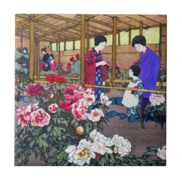 Coola japansk orientalisk blomsterträdgård kakelplatta
