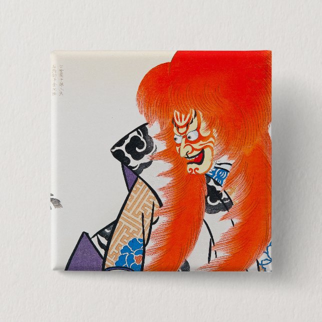 Coola japansk orientalisk tadamasa kabuki krigsher knapp (Framsida)