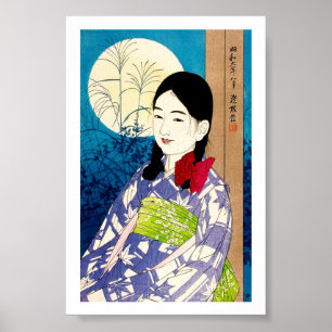 Coola japansk skönhetsflicka Natori fullt måne Poster