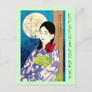 Coola japansk skönhetsflicka Natori fullt måne Vykort