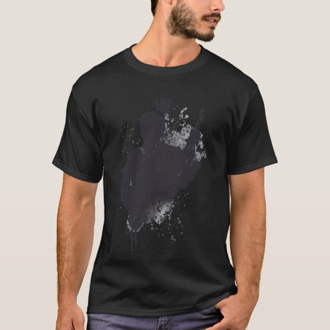 Coola Japansk teckning Samurai Warrior Bläck Stil T Shirt (Framsida)