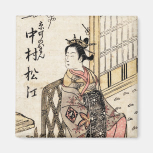 Coola japansk vintage ukiyo-e dam och barn magnet