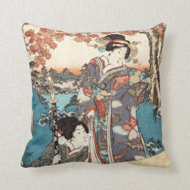 Coola japansk vintage ukiyo-e geisha gammal rulla kudde