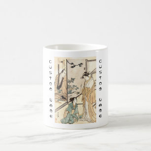 Coola japansk vintage ukiyo-e geisha-rulla kaffemugg