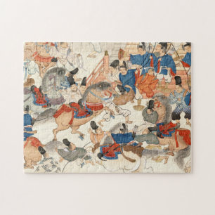 Coola japansk vintage ukiyo-e riddare pussel