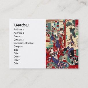 Coola japansk vintage ukiyo-e trio geisha rulla visitkort