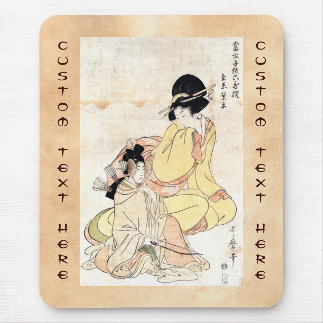 Coola japansk vintage ukiyo-e två dam musmatta (Framsidan)
