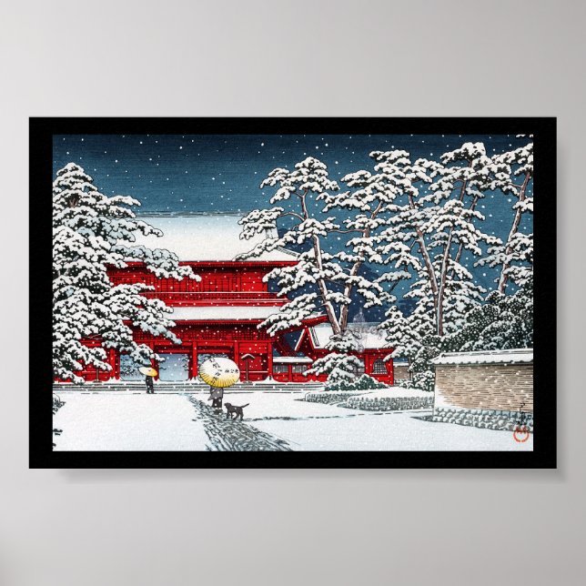 Coola japansk vintertemple shrine kyoto scenery poster (Framsidan)