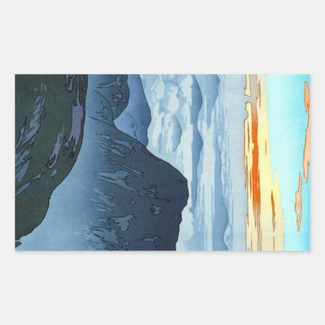 Coola japansk yoshida bergsscenery rektangulärt klistermärke (Framsida)