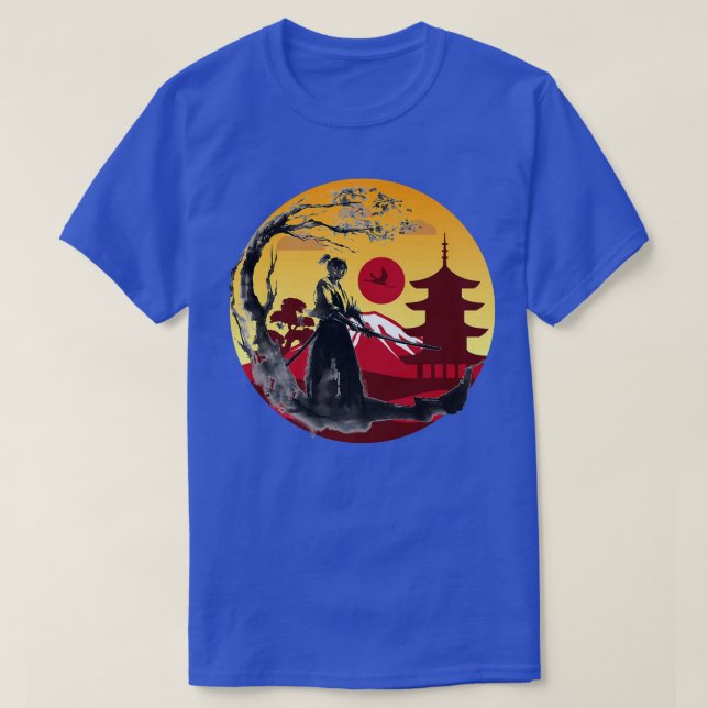 Coola Japanska Art Samurai, Cute Japanska vyklipp T Shirt (Design framsida)